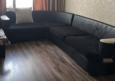 sultan divan: Künc divanı – geniş ölçülü, L formalı - Rəng: qara oturacaq və arxa — 2