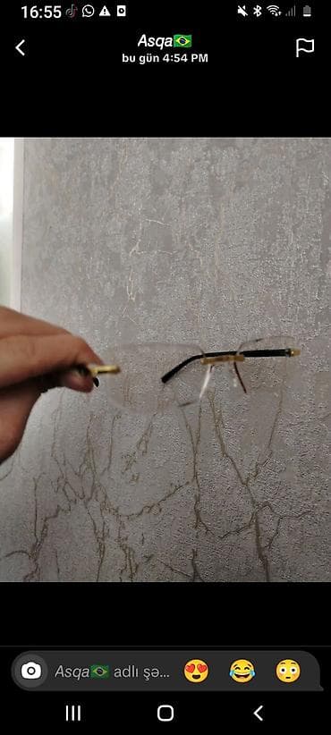 eynək: Minimalist dizaynda şəffaf eynək çərçivəsi. - Rimless (çərçivəsiz) ön — 1