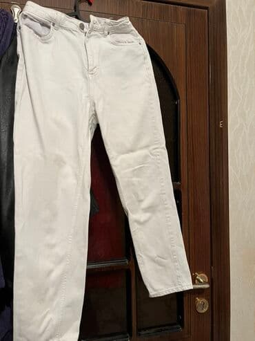 женские брюки кюлоты: Ağ rəngli qadın şalvarları dəsti - Model 1: Bej-ağ tonlu karqo — 2