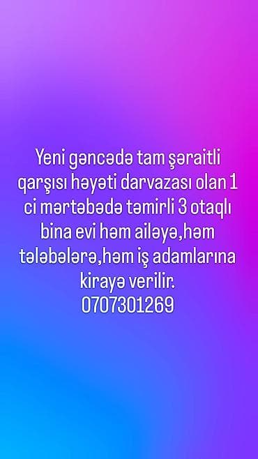 kreditle evler: Yeni Gəncə ərazisində kirayə mənzil. - 1-ci mərtəbədə yerləşən — 1