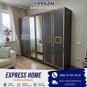 Yeni, 6 qapı, Güzgülü, Açılan, Düz dolab