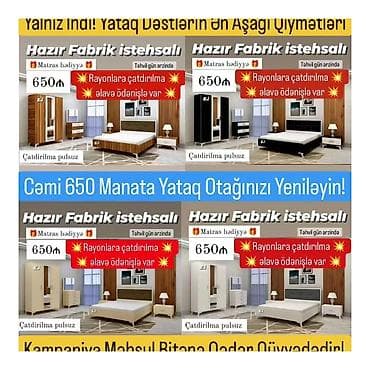 İkinəfərlik çarpayı, Dolab, 2 tumba, Komod, Rusiya, Yeni