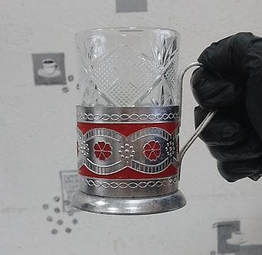 stekan bezekleri: Stəkanlar, rəng - Gümüşü, Şüşə, 2 ədədli dəst, SSRİ — 4