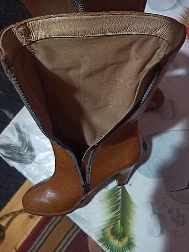 34/5razmer .34yarım.Qadın üçün qəhvəyi dəri yarımçizmə - Model: dar — 3