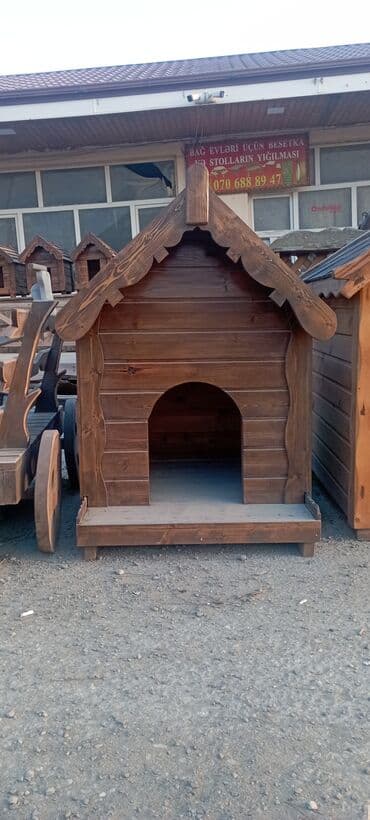 it evləri: Taxta it evi - Material: keyfiyyətli taxta lövhələr, təbii ağac — 1