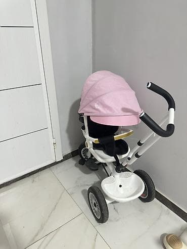 zigzag velosiped: Uşaq üçtəkərli velosipedi – valideyn tutacaqlı - Rəng: ağ/ açıq — 2