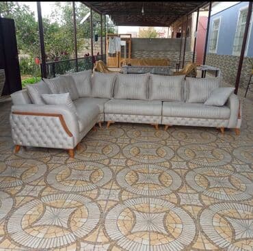 Sifarişlə taburetkalar: Künc divan, Qonaq otağı üçün, Vеlur parça, Bazalı, Açılmayan — 1