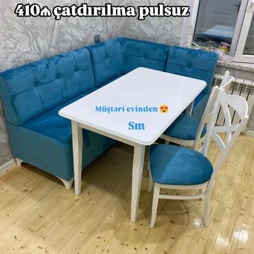 metbext mebeli işlenmiş: Mətbəx üçün, Yeni, Açılmayan, Dördbucaq masa, 2 stul — 1
