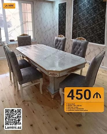 Qonaq otağı üçün, Açılmayan, Dördbucaq masa, 6 stul lalafo.az -da Qonaq otağı üçün, Açılmayan, Dördbucaq masa, 6 stul