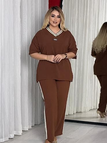 dəst geyimler: Qadın dəsti – rahat gündəlik/trend - İki hissəli komplekt: oversize — 3