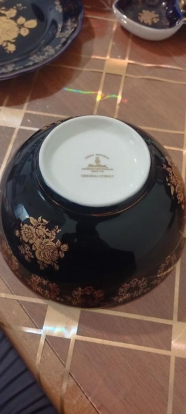 farfor fiqurları: Nahar dəsti, rəng - Göy, Farfor, 12 nəfərlik, Çexiya — 6