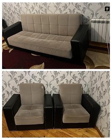 bar kreslosu: İşlənmiş, Divan, 2 kreslo, Bazalı, Açılan — 1