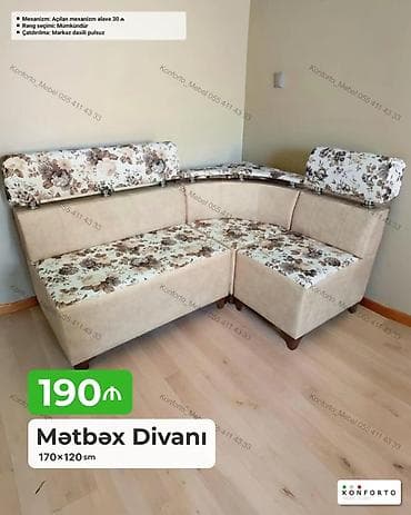 Mətbəx divanı – bucaq model - Ölçü: 170 × 120 sm - Mexanizm: Açılan — 1