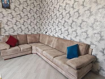 tek stullar: Künc divan və 6 nəfərlik yemək dəsti - Künc divan: L formalı, yumşaq — 1