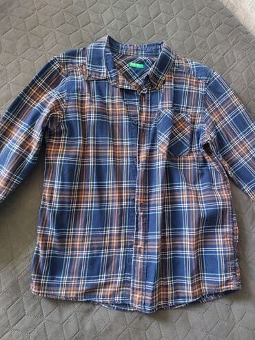 черные детские футболки: Рубашка, Для мальчиков, 8 - 9 лет, Benetton — 1