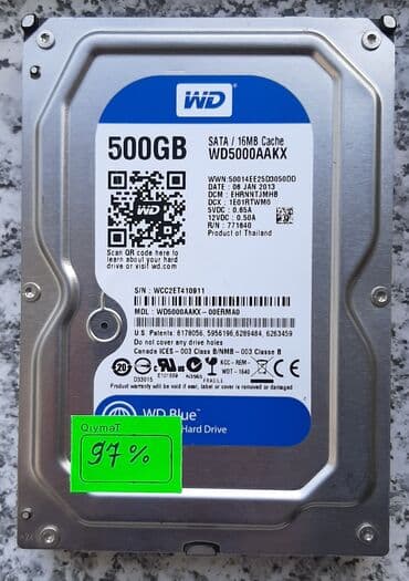 hard disk baku: Personal kompüter üçün HDD - sərt disk - hard disk 500GB 97% HDD - — 1