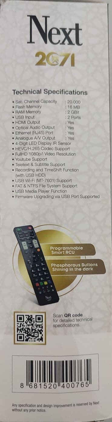 fre aparatı: Adı:Next Nextstar 2071 Xüsusiyyətləri:Next 2071 Krosnu aparatı 1 illik — 2