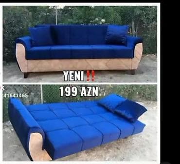 divanla: Çevrilə bilən divan – mavi rəng - Funksiya: Asan mexanizmlə açılıb — 1