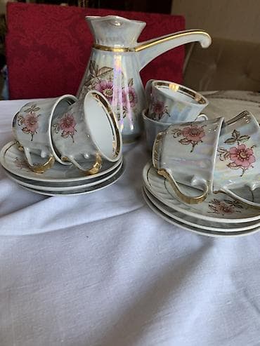 servis destleri: Qəhvə dəsti, rəng - Ağ, Farfor — 1