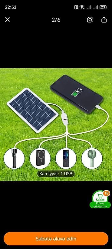 Portativ günəş paneli USB enerji mənbəyi - Günəş enerjisi ilə işləyən