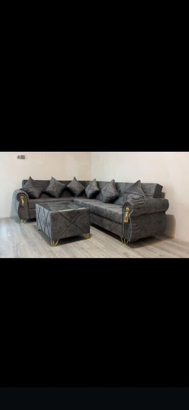 2ci əl divan kreslo: Müasir üslubda boz rəngli künc divan dəsti. Dəstə L formalı divan və — 1