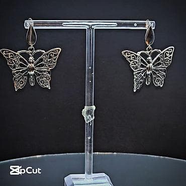 Gümüş kəpənək şəbəkə sırğalar - Material: 925 ayar gümüş - Dizayn