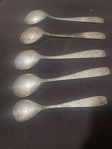 набор казанов викалина: 5 ədəd metal çay qaşığı dəsti - Material: metal ərintisi (üzərində — 5