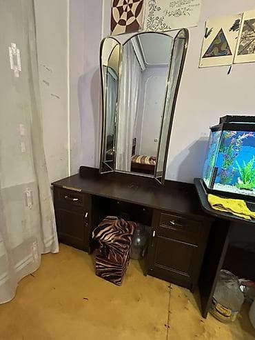 tap az mebeller: Tualet masası və güzgü dəsti - Material: tünd ağac rəngli — 2