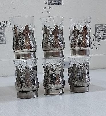 alize puffy qiyməti: Armudu stəkanlar, rəng - Gümüşü, 6 ədədli dəst, SSRİ — 2