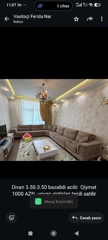 Divan 3.50.3.50 bazalidi acilir Qiymət 1000 AZN. unvan xirdalan lalafo.az -da Divan 3.50.3.50 bazalidi acilir Qiymət 1000 AZN. unvan xirdalan