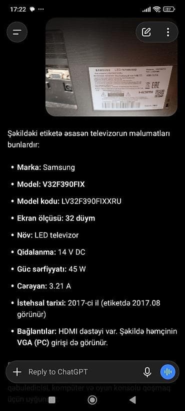 smart android box: Samsung 32" LED televizor – V32F390FIX (model kodu: LV32F390FIXXRU) - — 4