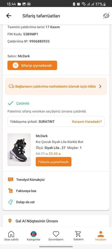 uşaq yelencek: Uşaq qış çəkməsi - Rəng: qara, açıq bənövşəyi detallarla - İçlik — 5