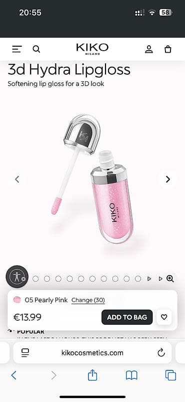 qaqa desti: KIKO MILANO 3DHydra Lipgloss 05 pearly pink rəngi Fevral ayında — 3