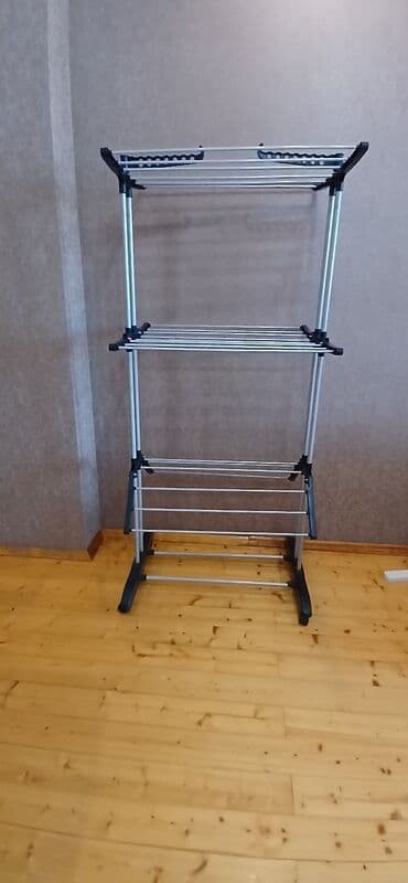 сушилка для одежды: Yüksək Keyfiyyətli 3 Mərtəbəli Təkərli Paltar Asanı Yenidi Məhdud — 2