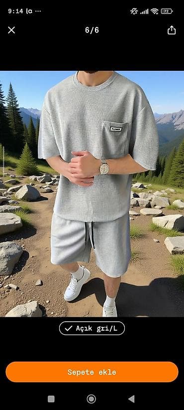 dirsekde olan qara lekeler: Məhsul: Kişi üçün 2 hissəli dəst – t‑shirt və şort Rəng: Açıq boz — 1