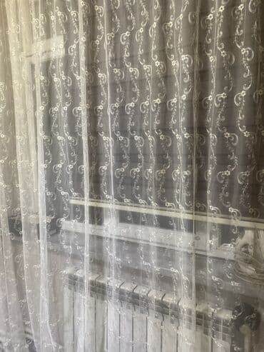 prezidentski perde: İşlənmiş, Tül, rəng - Ağ, Ünvandan götürmə — 1