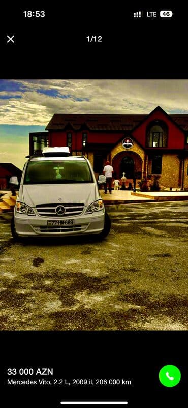 ilkin odenis 3000 azn olan masinlar: Mercedes-Benz Vito minivan - Kuzov: ağ rəng, 5 qapı (iki sürüşkən yan — 11