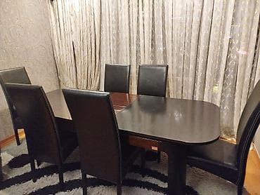 stulla: Qonaq otağı üçün, İşlənmiş, Açılan, Oval masa, 6 stul — 1