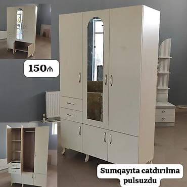 ayaqabı dolabı: Düz dolab, Yataq otağı üçün, Paltar üçün, Açılan, Korpuslu, 3 qapılı — 1