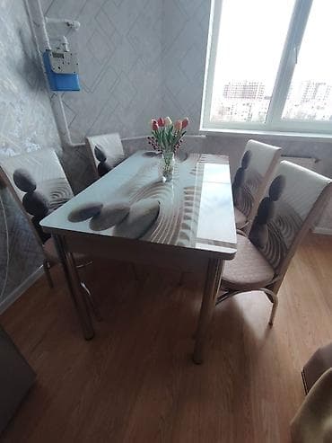 balkon ucun stol stul: Mətbəx üçün, Dördbucaq masa, 4 stul — 1