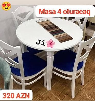 Mətbəx üçün, Yeni, Açılmayan, Yumru masa, 4 stul