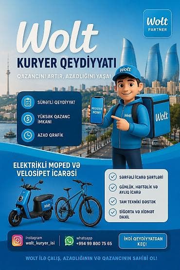 İş: Moto-kuryer tələb olunur, Gündəlik ödəniş, Təcrübəsiz — 1