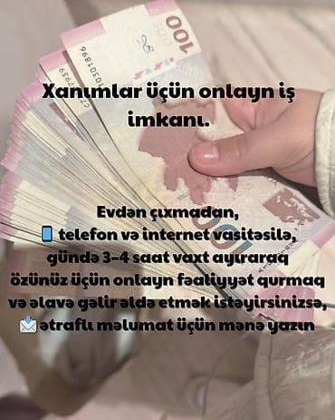 Satış məsləhətçisi tələb olunur, Yalnız qadınlar üçün, İstənilən yaş, Təcrübəsiz