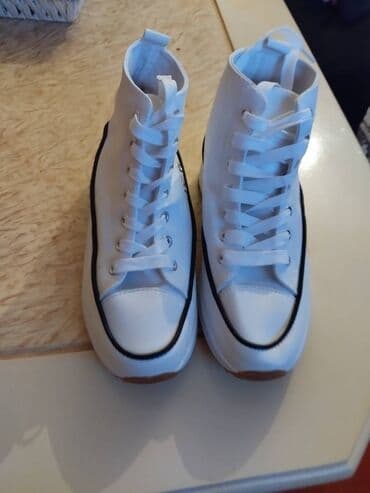 женские кеды сникерсы: Размер: 40, цвет - Белый, Новый — 2