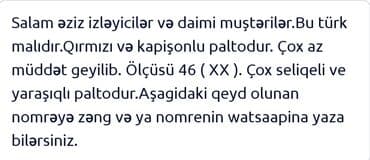 palto satisi: Palto, 2XL, rəng - Qırmızı — 3