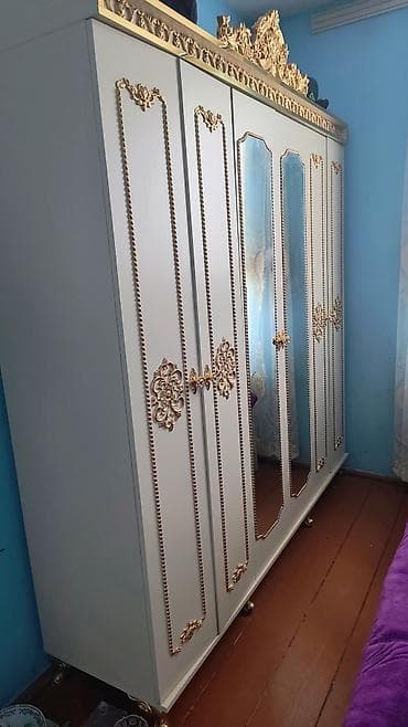 кровать 2 спальная: Klassik üslubda yataq otağı mebeli dəsti - Dolab: 6 qapılı, ağ — 1