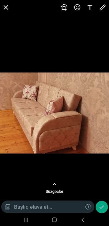 tek divanlar: Tek divan hazir elde var.olcu 2.20sm.açilir hazalidir.qiy 320❌❌❌.275 — 2
