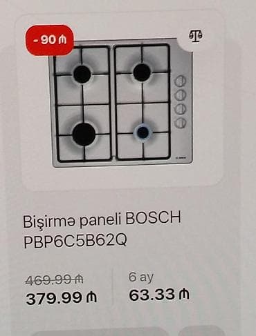 efba soba: Bișirmə paneli: BOSCH PBP6C5B62Q - Növ: Qazlı bişirmə paneli - — 3