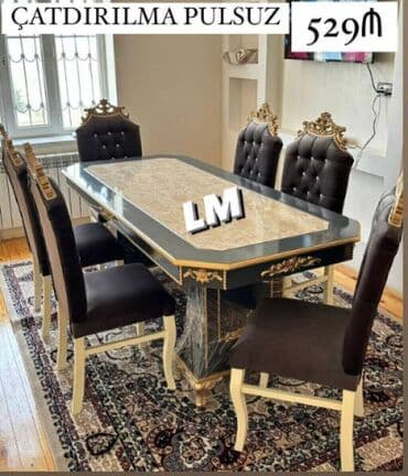 taxta stol stul satiram: Möhtəşəm masa dəsti Qiymət : Masa 2x1 +6 stul ✨️ 530₼ Masa 2x1 — 5