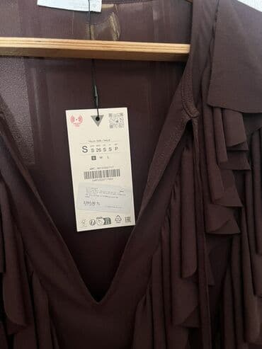 Gündəlik donlar: Qadın geyimi – qəhvəyi rəngli şifon don - Model: dərin V-yaxa, ön — 2